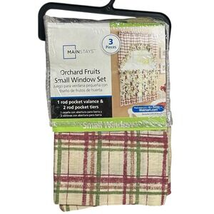 Small‎ Window Curtain Set ORCHARD FRUITS 3 Piece Valance Tiers Mainstays Country